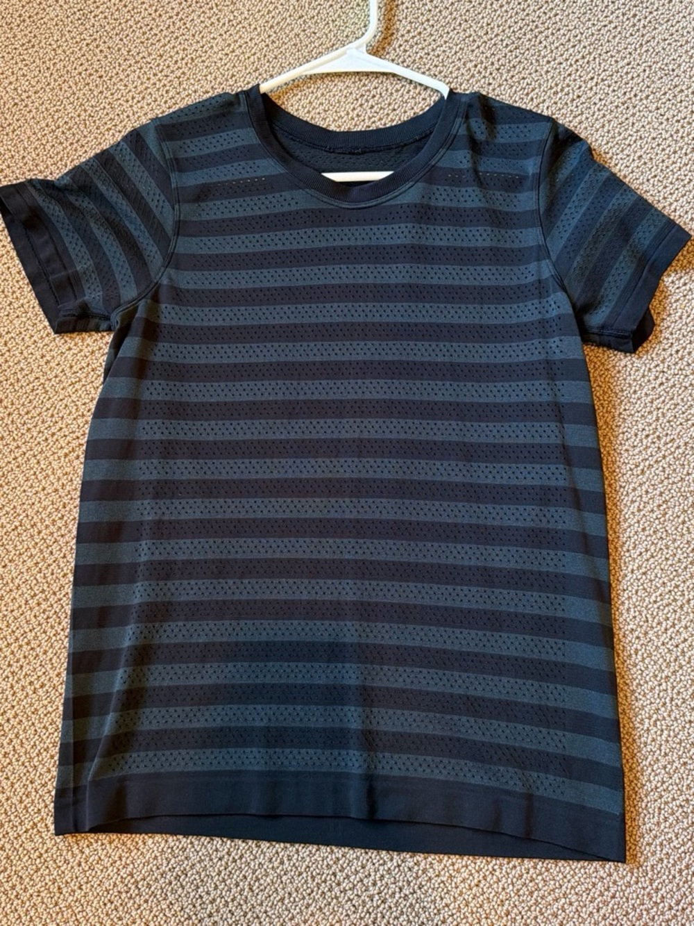 lululemon athletica Black and Dark Gray Striped Short-Sleeve Tee